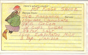 hot fudge sauce recipe card